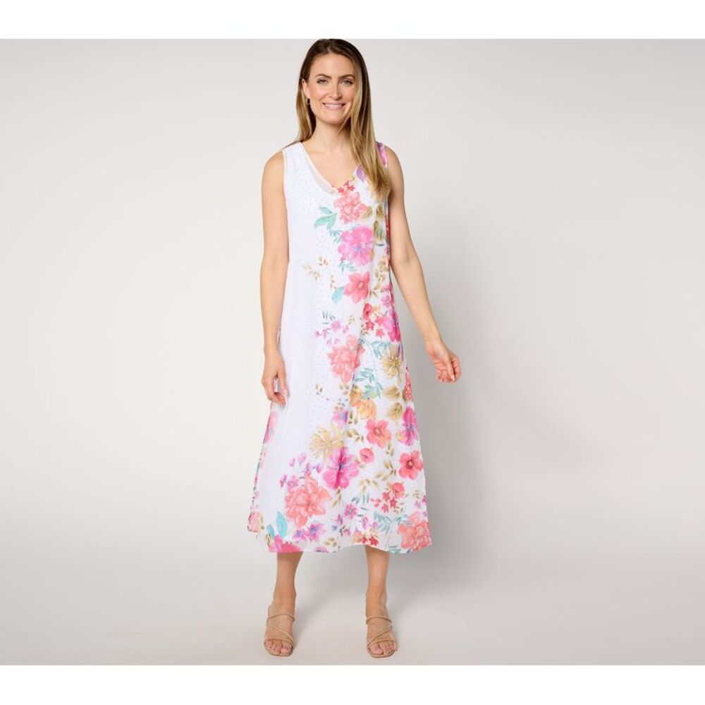 Susan Graver Women's Petite Dress 2XP Printed Chiffon Multi-colored A638817